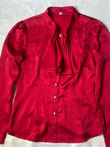 Red Bow Tie Blouse