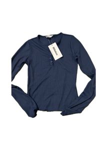 Textured Ribbed Notch Neck FullSleeve Top