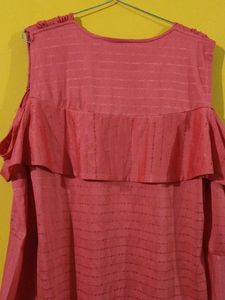 Ruffled Cold Shoulder Tunic Top