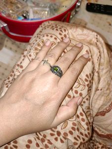 Unique Vintage Green Stone Ring