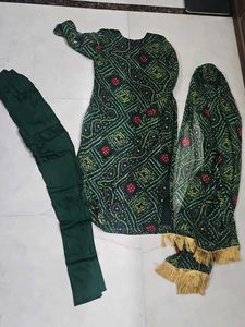 Green Bandhani Kurta Set with Dupatta