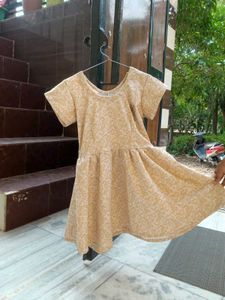 Elegant Beige Patterned Dress for Girls