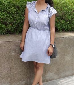 Light Blue Casual Button-Up Dress