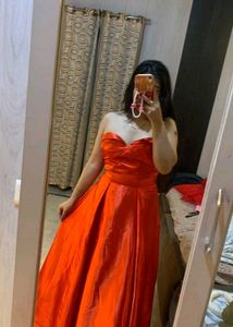 Stunning Orange Strapless Gown