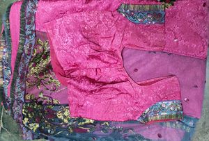 Elegant Pink  Embroidered Saree with blouse