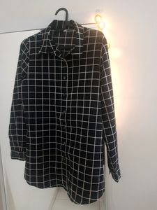 Casual Black & White Checked Shirt