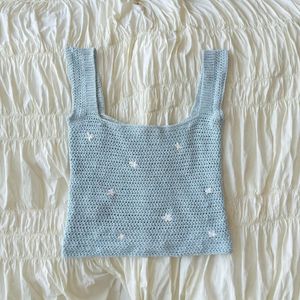 Baby Blue Crochet Daisy Tank Top