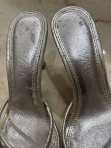 Zara Silver Heeled Sandals