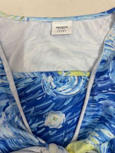 Van Gogh Inspired Starry Night Print Wrap Top