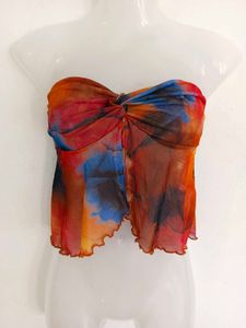 Mesh Tie-Front Tube Top