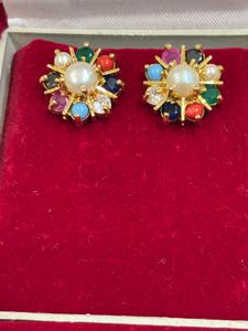 Multicoloured Floral Stud Earrings - Pasha