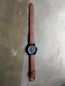 Classic Black Dial Watch with Brown Strap