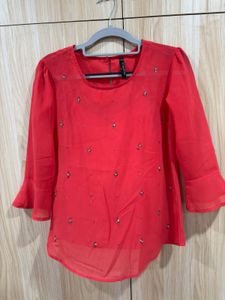Red Embellished Top