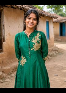 Elegant Green Kurta with Gold Embroidery