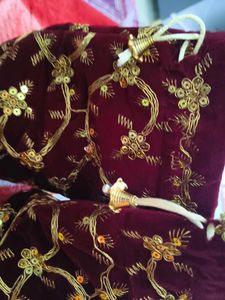 Embroidered Maroon Potli Bag
