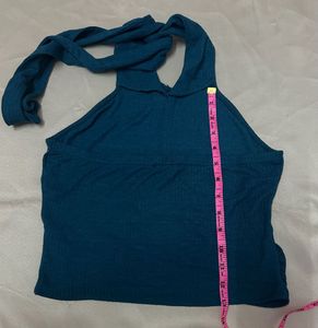 Teal Ribbed Halter Neck Top