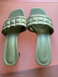 Quilted Strap Heeled Slides