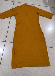 Mustard Yellow Embroidered Kurta