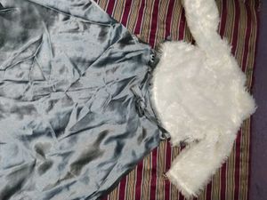 Girls Dress with Faux Fur Shrug