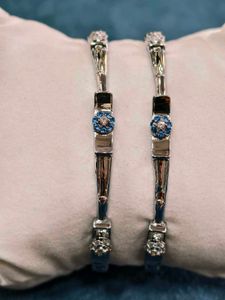 Exquisite Diamond and Sapphire pure silver Bangles