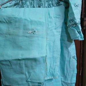 Beautiful sea green Kurta Set with Embroidery