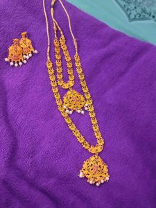 Copper Base Long South Indian Jewellery Set.