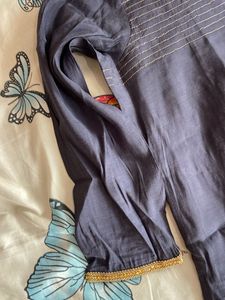 Stylish Navy Blue Kurta with Gold Embellishments