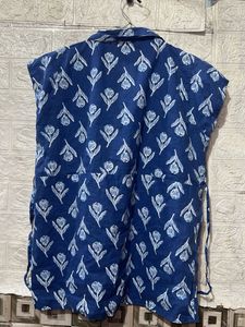Blue Floral Print Kurta Set