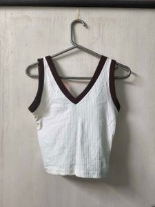 Stylish White Tank Top with Chanel Logo