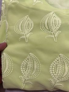 light green embroidered georgette kurta