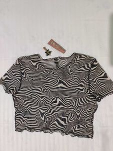 Trendy HM Zebra Print Mesh Top