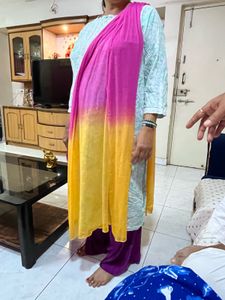 Beautiful Ombre Pink and Yellow Dupatta
