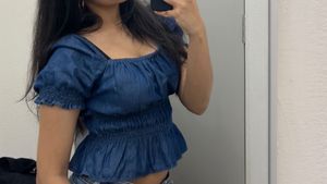 H&M size-S Blue Denim Peplum Top