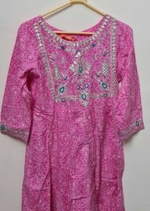 Pink Embroidered Kurta