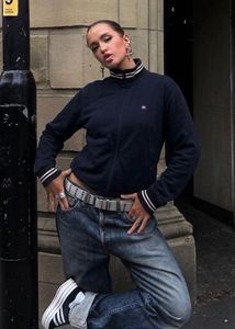 Navy Blue Track Jacket Y2K