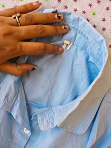 Light Blue Oversized Button-Up Shirt