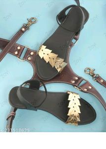 Stylish Black Gold Leaf Sandal