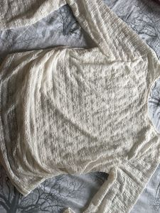 Cream Floral Lace Long Sleeve Top