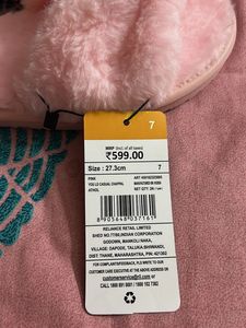 Cute Pink Bow Fur Slippers UK 7No.