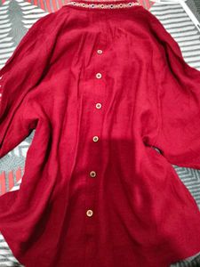 Chinese Embroidered Red Kurta Top