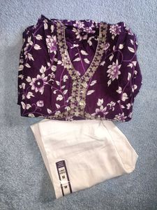 Purple Floral Kurta Set
