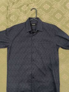 Men's Dark Blue Patterned Shirt
