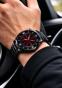 Stylish Black & Red Accent Wristwatch