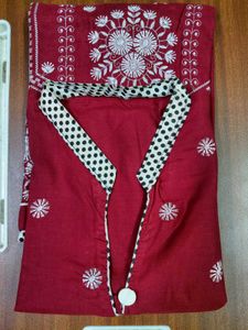 Maroon Embroidered Kurti Top