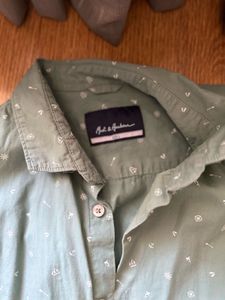 Men's Light Green Dot Print Shirt