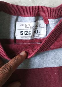 Jean pascal Striped Maroon and Grey Pullover