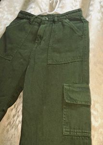 Green Cargo Wide Leg Pants