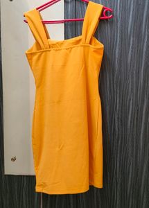 Urbanic Side Slit Yellow Bodycon Dress