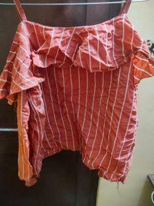 Chic Off-Shoulder Striped Ruffle Top