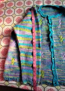 Hand Knitted Multi-Color PlusSize Women's Cardigan